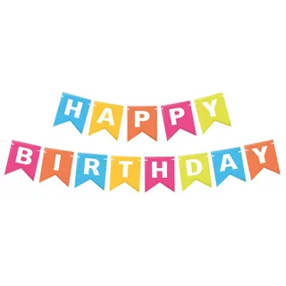 Papiergirlanden Geburtstag HAPPY BIRTHDAY bunt, 16 x 20 cm Buchstaben + 5m Band