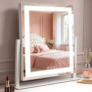 Mursche Schminkspiegel mit Beleuchtung Hollywood Spiegel - 30×40CM LED Vanity Mirror Klein Kosmetikspiegel mit Licht Tischspiegel 3 Modi Schminktischspiegel Touch Dimmbar