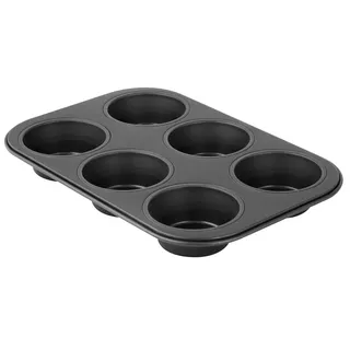 Zenker Muffinform 6er Backblech PURE, für saftige Muffins & Cupcakes, Muffinblech (Farbe: schwarz), Menge: 1 Stück
