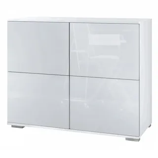 Vladon Kommode, Weiß Hochglanz, Holzwerkstoff, 92.5x75.5x35 cm, Wohnzimmer, Kommoden & Sideboards, Kommoden