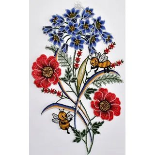 Stickereien Plauen Fensterbild "Fensterbild Blumen" Echte Plauener Spitze, bunt