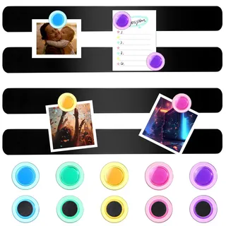 4 Stück Magnettafel Memotafel Selbstklebend 26 x 300 mm Schwarz Starke Magnetleisten Magnetleiste mit 10 Magnete für Whiteboard