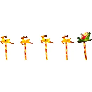 Gartenstecker Weihnachtsschlitten Weihnachtsmann Zuckerstangen Rentier Batterie