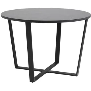 Selsey Adhafera - Esstisch/Esszimmertisch in eleganter Marmoroptik mit robusten Metallbeinen, rund, (Schwarz, 73,2 cm), 75 x 110 x 110 cm