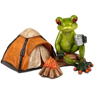 formano Frosch Camper Froschhausen lustige Frösche 16cm Skulptur Figur Zelt Camping