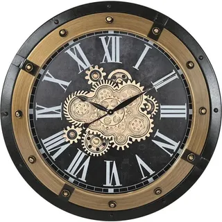 Wanduhr Home ESPRIT Schwarz Gold Eisen 80 X 8,5 X 80 cm