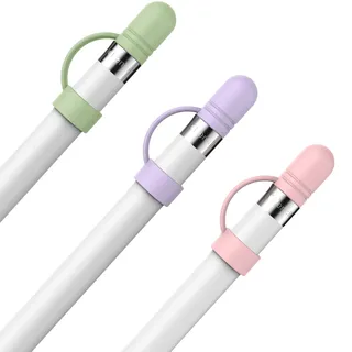 AHASTYLE 3 Stück Apple Pencil Kappe Silikon Cap Anti-Lost Ersatzkappe Zubehör Kompatibel mit Apple Pencil 1. Generation (Rosa+Lila+Avocadogrün)