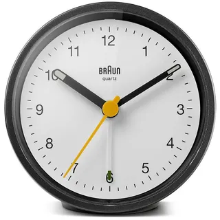 Braun Klassik runder analoger Quarz Wecker BC12BW, 75x75x35 mm - Weiß