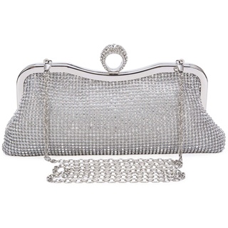 BAIGIO Damen Abendtasche Glitzer Handtasche Clutch Tasche Silber Elegant Umhängetasche mit Strass für Party Hochzeit