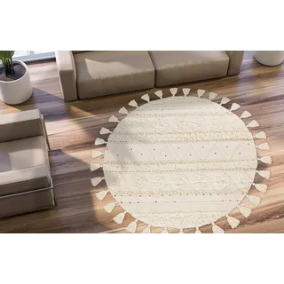 me gusta Wollteppich »Bohist 525« rund 18 mm Höhe, beige