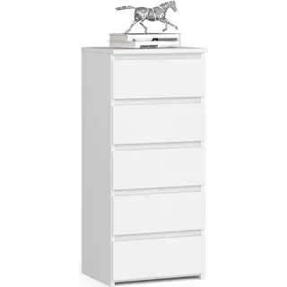 akord furniture factory AKORD CL5 Weiß 40 cm 5 Schubladen B40 x H92 x T35 cm