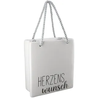 Casablanca Spardose Herzenswunsch – Sparbüchse Money Box Verpackung Geldgeschenk – Porzellan weiß – 13 x 6 x Höhe 15 cm