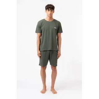 Schlafanzug FILA "MAN JERSEY PYJAMAS", Herren, Gr. XL, thyme, Web, Obermaterial: 100% Baumwolle, bequem kurz, Rundhals, Homewear-Sets Schlafanzug, T-Shirt und kurze Hose mit Gummizug