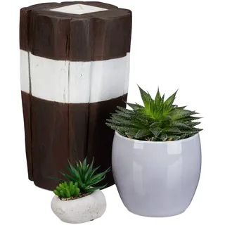 Relaxdays Kerze Baumstamm, rustikal, Kerzenständer, Tisch-Deko, Säulenkerze, Treibholz, massiv, 30 cm hoch, Braun-Weiß