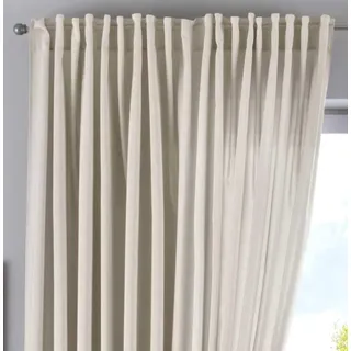 Gardinenbox Vorhang Verdeckte Schlaufen Cationic »JENA« HxB 250x300 cm Sand Blickdicht Leinen Optik Gardine Meliert Gardinenband mit Raffhalter, 2019037