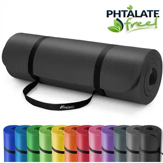 TRESKO Yogamatte 190x100x1,5cm Fitnessmatte Gymnastikmatte Pilates Schwarz - Schwarz