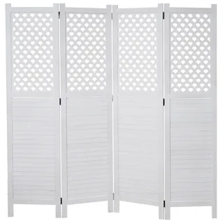 MCW Paravent Weiß , Holz , Paulownia , 161x170x2 cm , Wohnzimmer, Raumteiler, Paravents