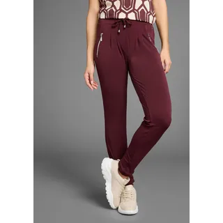Jogger Pants LAURA SCOTT, Damen, Gr. 40, N-Gr, rot (bordeaux), Jersey, Obermaterial: 95% Polyester, 5% Elasthan, bequem knöchellang, Hosen Jogger Pants, mit Reißverschlusstaschen