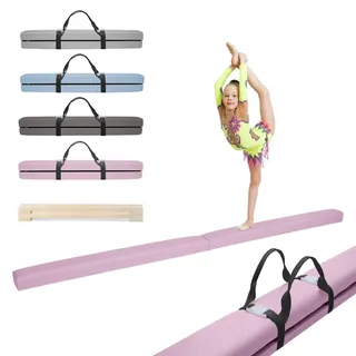 MAMOI® Schwebebalken für zuhause, Balancierbalken für kinder, Balken turnen klappbar, Turngeräte indoor, Balancieren und Turnbalken, Gymnastic bar - Rosa