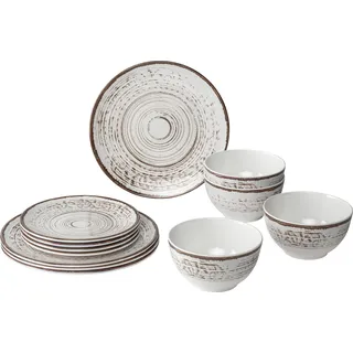 BRUNNER Campinggeschirr Set (12-teiliges Set) für 4 Personen - Midday Kassandra - aus hochwertigem Melamin, rutschfest und strapazierfähig