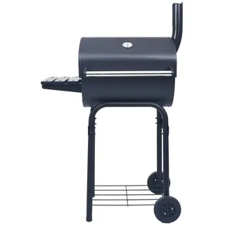 vidaXL Holzkohlegrill Smoker mit Unterer Ablage Schwarz - Schwarz
