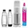 Wassersprudler Duo weiß + Glaskaraffe + PET-Flasche + Zylinder