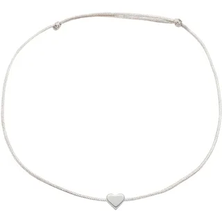 Selfmade Jewelry Fußkettchen Damen Herz Silber Handgemachtes Fußband mit Herzchen Größenverstellbar Inkl. Geschenk-Verpackung (Beige)