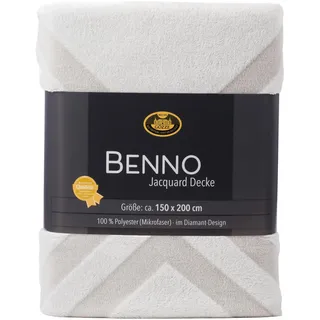 Gözze - Wohndecke Benno, Kuscheldecke in eleganter Hoch-Tief-Optik, Jacquard-Decke mit Diamant-Design aus weicher Mikrofaser, 150 x 200 cm - Stein