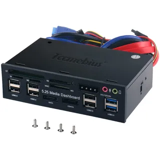 Tccmebius TCC-QL5E 5.25 Zoll PC Multifunktionale Dashboard Media Frontplatte Audio, mit SATA e-SATA Dual USB 3.0 6 Port USB 2.0 Fünf-in-EIN Kartenleser (SD/MMC/CF/MS/TF / M2)