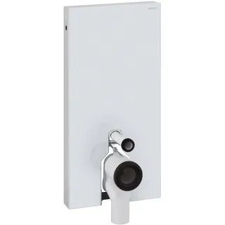 Geberit Monolith Sanitärmodul für Stand-WC, 101cm, Wasseranschluss seitlich, mit P-Anschlussstutzen, 131.003.SI.5, Farbe: Glas weiß / Aluminium