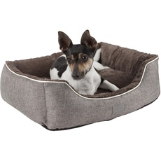 Bild Pet Kuschelbett Samuel für Hunde und Katzen, Hundekorb mit wendbarem Plüsch-Innenkissen, Waschbar, 60x50x17 cm,