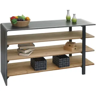 Regal HWC-L75, Wohnregal Bücherregal Schuhregal Sideboard, Massiv-Holz Industrial 72x119x40cm MVG na