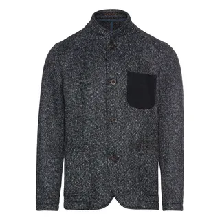 camel active Herren Meliertes Sakko mit Stehkragen Denim Blau, menswear-58