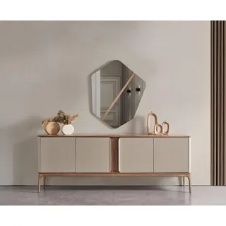 Spiegel Sideboard Kommoden Holz Garnitur Set Kommode Wohnzimmer Beige - Beige