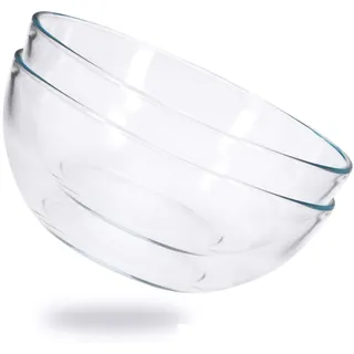 ChasBete Salatschüssel Glas Servierschalen Set, 2er Kristallglas Glasschüssel, Dessertschalen Glas, Obstschale Kristallglas, Ø20 cm