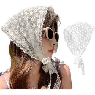 Damen Dreieckiger Schleier Florale Spitze Kapuze Tüll Schal Schal Schal Seidenschal Schal Verzierung Kopftücher Bandanas