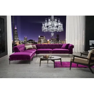 Lila Luxus Chesterfield Couch Eck Sofa Polster Sitz Garnitur Textil Stoff Sofas - Lila