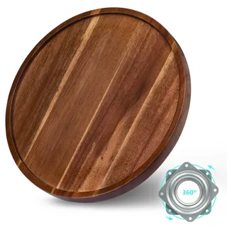 ANBOXIT Drehteller Organizer Lazy Susan, 30,5 cm Drehteller Akazie Holz, Drehteller Küche Gewürzregal, Drehbares Organizer für Gewürze (1 Stück)