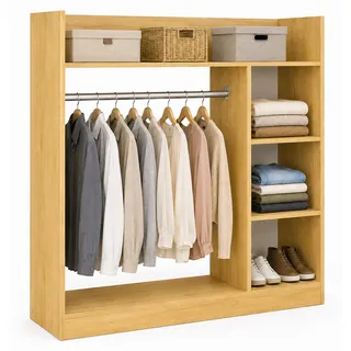 Holz Kleiderständer mit Regal Palosa L - Hellbraun