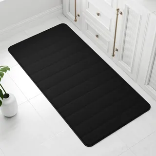 wyewye Memory-Schaum-Badematte 60 x 120 cm Schwarz – Ultraweiche, rutschfeste, super saugfähige Badezimmermatte