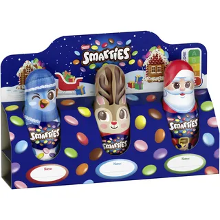 SMARTIES Mini-Weihnachtsfiguren aus Schokolade, kleines Geschenk zu Weihnachten gefüllt mit SMARTIS Mini, 3er Pack (3 x 18,7g)