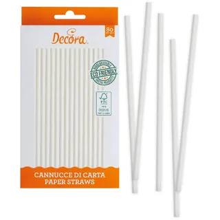 DECORA 0350101 80ER-PACK PAPIER STROHHALME BIO ABBAUBARE WEIß Ø 6X210MM