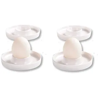Kesper | Eierbecher, 4er Pack, Material: ø 10 x H 2 cm, Melamin, Maße: cm, Farbe: Weiß | Der ideale Frühstücksbegleiter