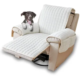 CFPLeHiYS Sesselschoner für Relaxsessel Sesselüberwurf mit Armlehne Sesselauflage Anti-Rutsch Fernsehsessel Schonbezug Sofa Armlehnenbezüge Sessel Überzug für Haustieren Hund(Natur,1 Sitz (53*190cm))