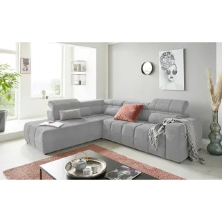 DOMO collection Eckcouch Leder 2-Sitzer Grau