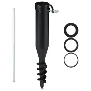 Relaxdays 3 x Bodenhülse Sonnenschirm, schwarz