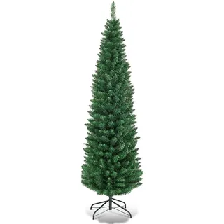 Giantex, Grüner künstlicher Bleistift Weihnachten, Premium Scharnier Kiefer mit massiven Metallbeinen, perfekt für Zuhause, Geschäfte und Urlaubsdekoration, (152 cm) (künstlicher