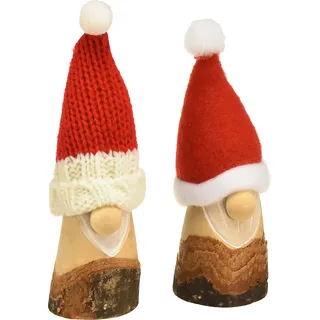 Deko Wichtel Holz Weihnachtsdeko Skandinavisch Rot 10-12cm 4er Set - Rot