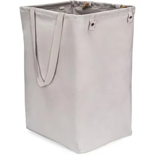 Full Circle Wäschekorb Loads of Fun, Faltbarer Wäschekorb für Schmutzwäche, Hoher, stehender Wäschesack aus Bio-Baumwolle mit langen Griffen – Ideal für Badezimmer, Schlafzimmer und Kinderzimmer, Grau