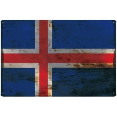 Blechschild Wandschild 20x30 cm Island Fahne Flagge